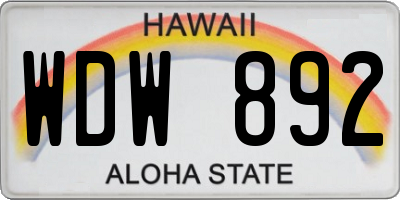 HI license plate WDW892