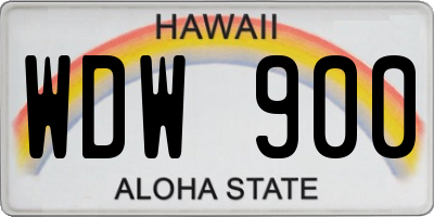 HI license plate WDW900