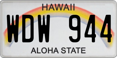 HI license plate WDW944