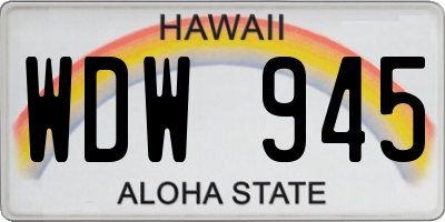 HI license plate WDW945