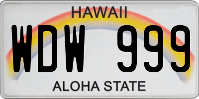 HI license plate WDW999