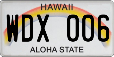 HI license plate WDX006