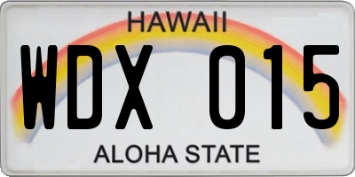 HI license plate WDX015