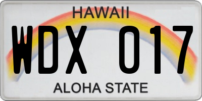 HI license plate WDX017