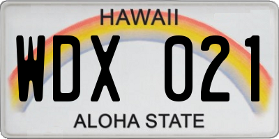 HI license plate WDX021
