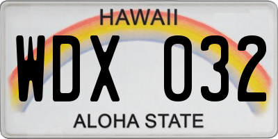 HI license plate WDX032