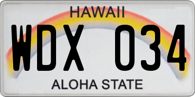HI license plate WDX034