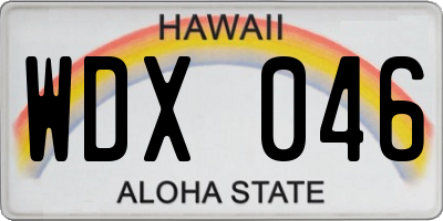 HI license plate WDX046