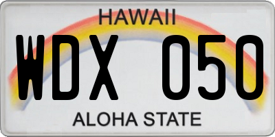 HI license plate WDX050