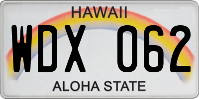 HI license plate WDX062