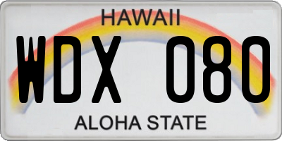 HI license plate WDX080