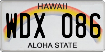 HI license plate WDX086