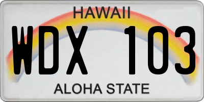 HI license plate WDX103