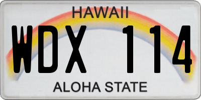 HI license plate WDX114