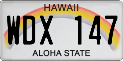 HI license plate WDX147