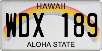 HI license plate WDX189
