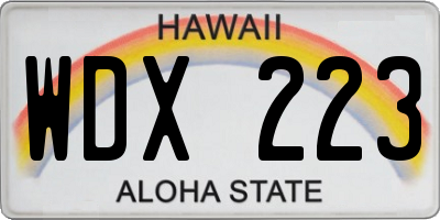 HI license plate WDX223