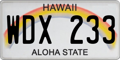 HI license plate WDX233
