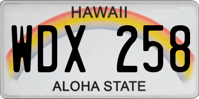 HI license plate WDX258