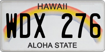 HI license plate WDX276