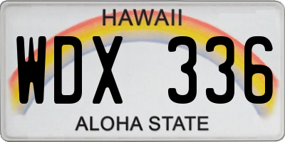 HI license plate WDX336