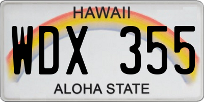 HI license plate WDX355