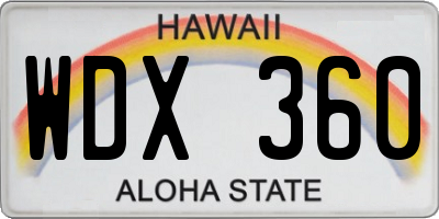 HI license plate WDX360
