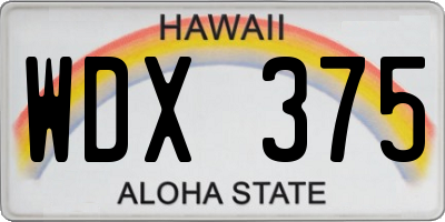HI license plate WDX375