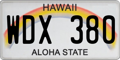 HI license plate WDX380
