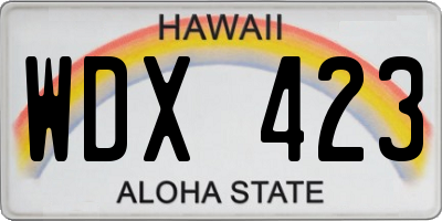 HI license plate WDX423
