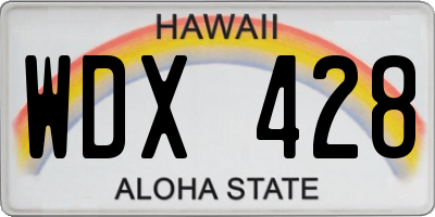 HI license plate WDX428