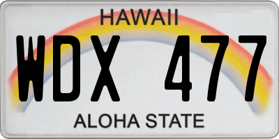 HI license plate WDX477