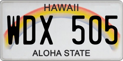 HI license plate WDX505