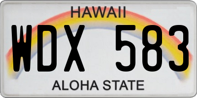 HI license plate WDX583