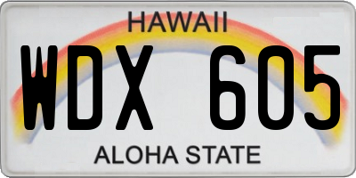 HI license plate WDX605