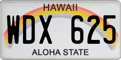 HI license plate WDX625