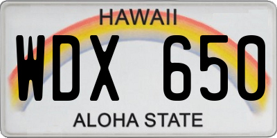 HI license plate WDX650