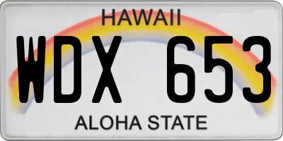 HI license plate WDX653