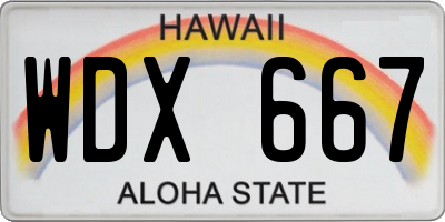 HI license plate WDX667