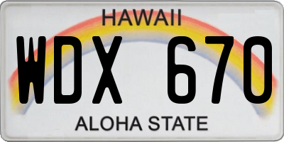 HI license plate WDX670