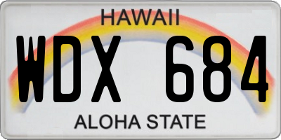 HI license plate WDX684