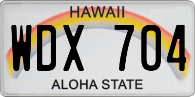 HI license plate WDX704