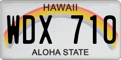 HI license plate WDX710