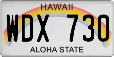 HI license plate WDX730