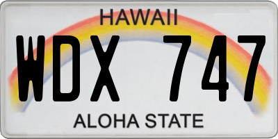 HI license plate WDX747