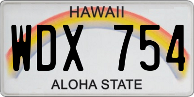 HI license plate WDX754
