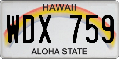 HI license plate WDX759