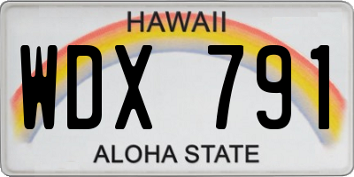 HI license plate WDX791