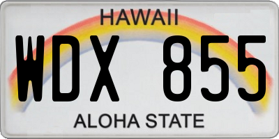 HI license plate WDX855