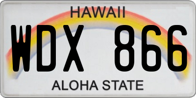 HI license plate WDX866